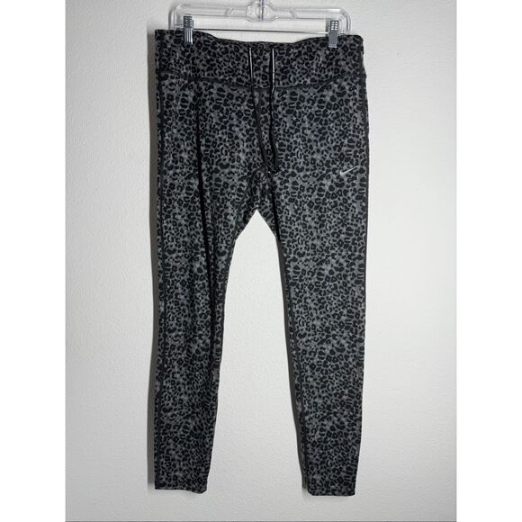 Nike Women’s Dri-FIT Leopard Print Yoga Athletic Leggings Drawstring Pocket SzXL - Picture 1 of 16